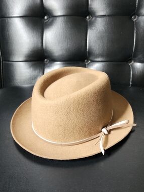 Gigi Pip Ruth Trilby Tan Wool Fedora Tall Crown Rancher Western Boho Hat